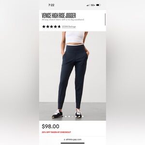 Athleta Women’s Venice High Rise Jogger, Small, Navy. Great condition!